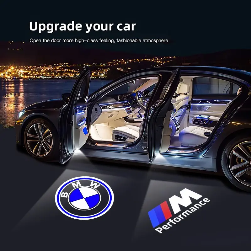 Led HD Car Door Logo Welcome Light Projector Lamps, Vehicle Welcome Light For BMW E46 E90 E60 F30 F10 E39 E36 F20 G20 G30 E92 E87 E91 X5 E70 F11 E30 F31 X3 F25 E61 E83 X1 E53 E87 F40 F32 F36 Led Car Lights Welcome Courtesy Light Auto Decorative Light Up