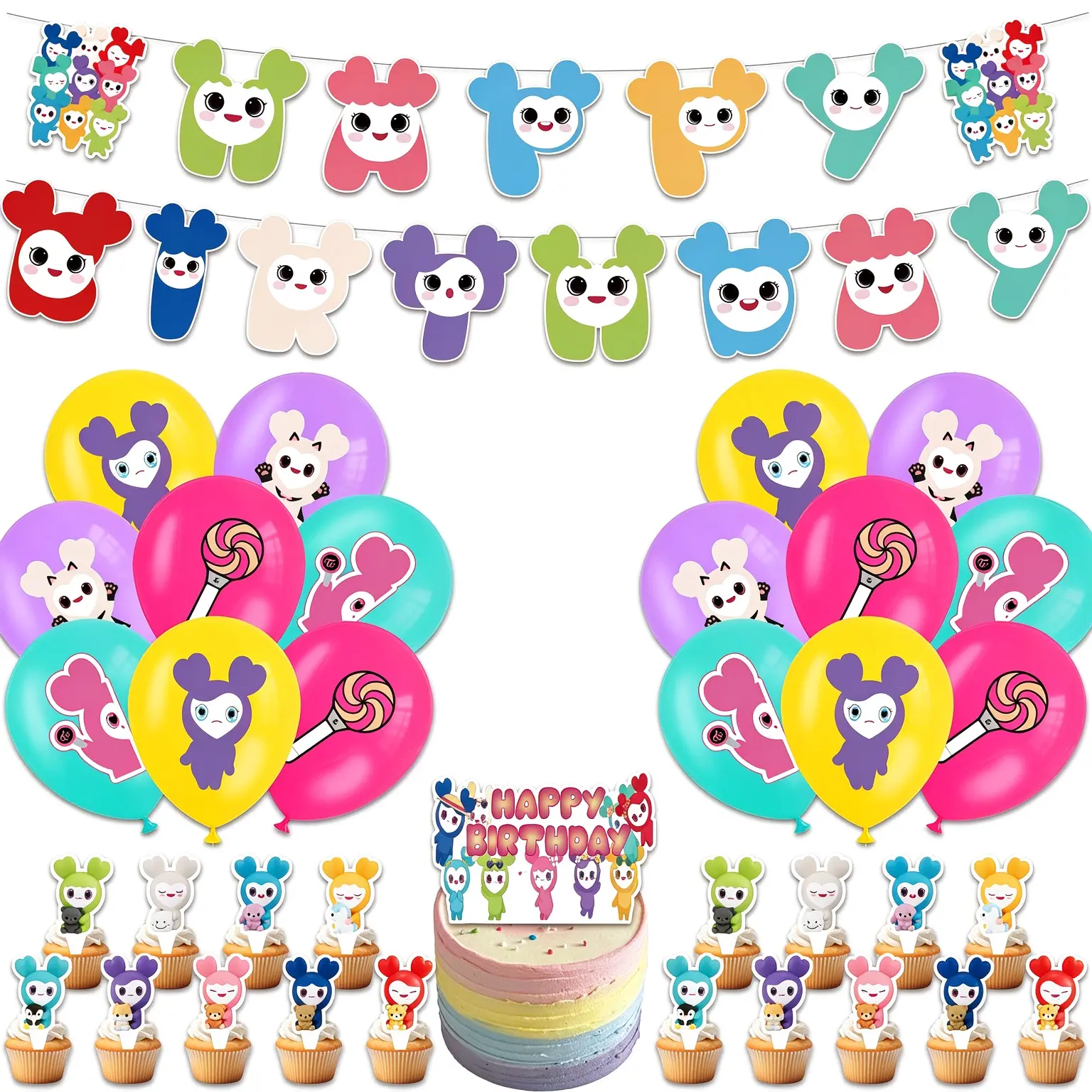 Twice Birthday Party Decorations, Banners, Balloons, Backdrops, Cake Inserts, Party Supplies