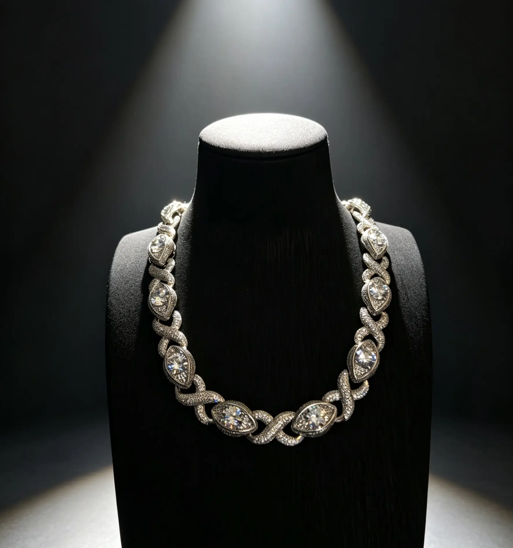 Unisex M2-2147 Infinity Link Pattern Cuban Chain Necklace - Metal-Coated, Elegant Hip Hop Statement Costume Jewelry for Casual Wear, Cuban Chain Style Charms & Pendants Accessory