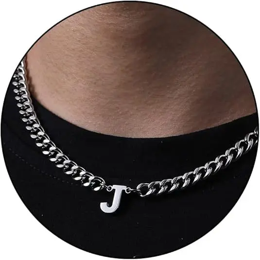 J letter necklace (steel color)
