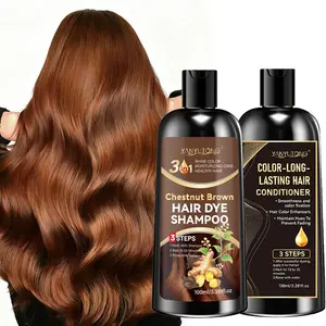 Chestnut brown hair dye shampoo, plant extract hair dye shampoo, gentle coloring without damaging hair, combined with hair conditioner to stabilize color, cover white hair, no need to mix a step of coloring, natural not stiff, suitable for men and women