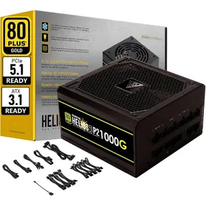 PCIe 5.1 & ATX3.1  1000W Power  for GeForce RTX 5000 Series, 1000W Fully Modular ATX 80 Plus   PSU for Gaming PC Desktops, Low-Noise Fan, HELIOS P2-1000G