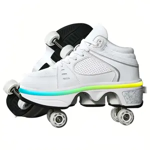 Yousulun Roller Skate Shoes For Men And Women, 4-Wheel Retractable Roller Skates, 2-in-1 Roller Shoes, Outdoor Sneakers With Wheels, For Birthday/ Christmas