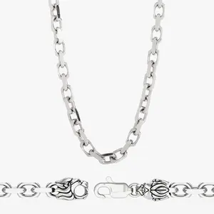 3.5mm Silver Forza (Heavy Link) Chain, Lion Clasp