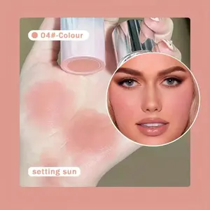 HERORANGE Liquid Blush Rod with Sponge Tip, Lip Cheek Tint, Glossy Finish, Glow, Glam, Suitable for Lips and Cheeks, Waterproof and Long-lasting, Color Correction, Fits All Skin Tones, Brightening Effect, Ideal Christmas Gift Choice