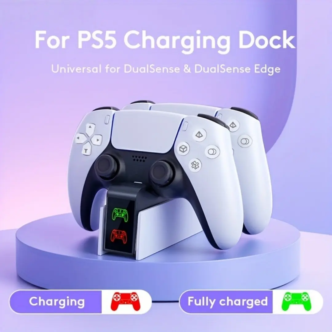 PS5 Controller Charger, Wireless Dual Port Charging Station, Compatible with Elite and Standard Controllers, USB-C Design, for Ps5 Slim Pro, Console Controller Accessories