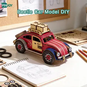 Beetle Car Model DIY Kit, 3D Wooden Puzzle for Bookshelf Decoration, Adult and Teen Stress Relief Craft Project, Non Disposable Article, Wooden Jigsaw Puzzle