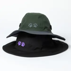 Paw Print UPF 50+ Wide Brim Rain Hat with Adjustable Sides