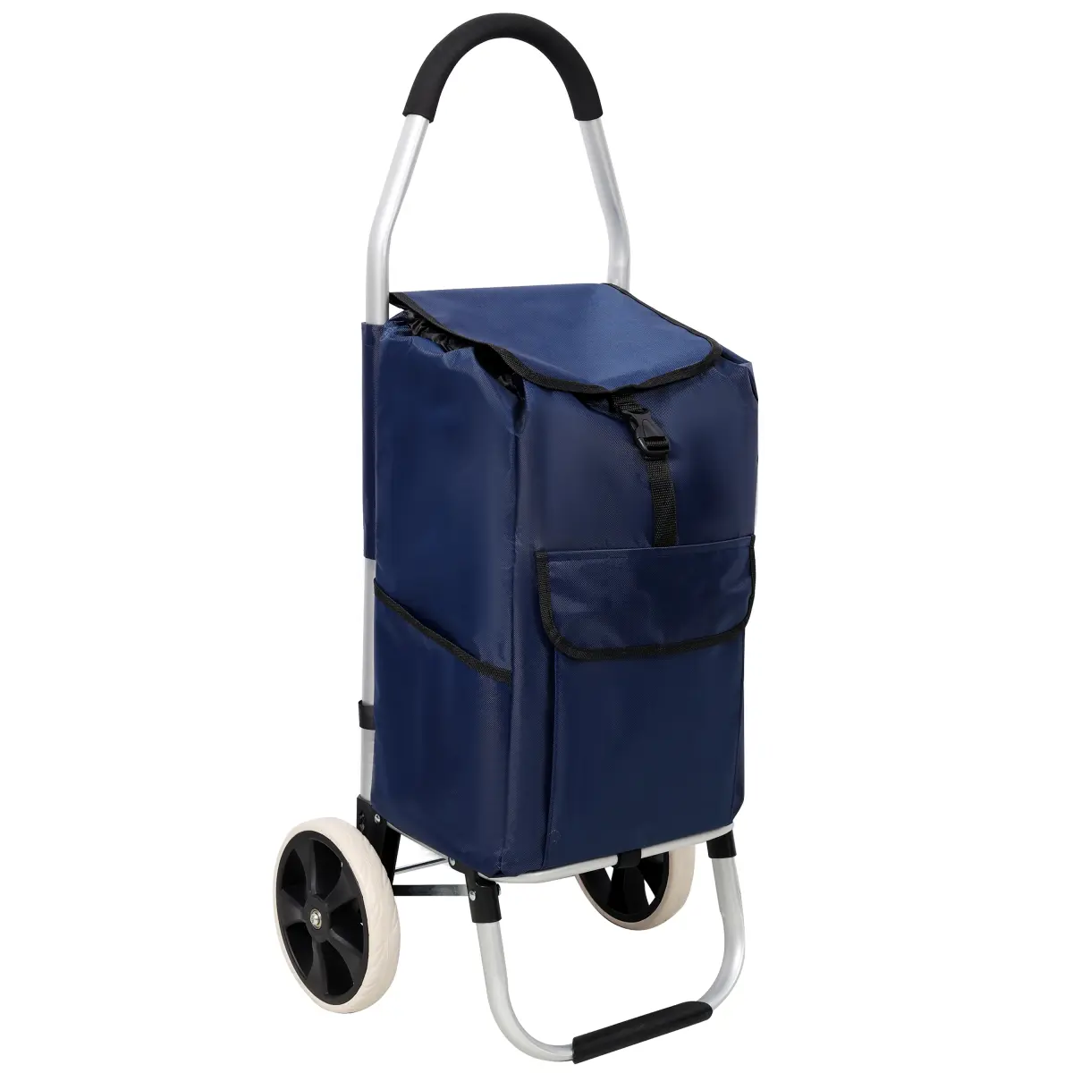 Shopping Trolley with Wheels,Trolley Black Foldable Shopping Cart,Removable Shopping Oxford Waterproof Bag,Blue