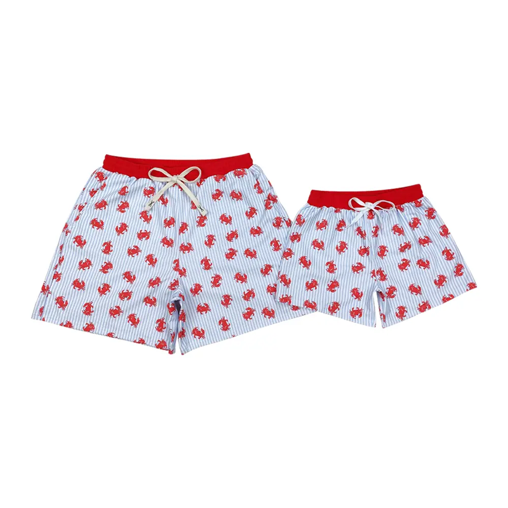 Men's Blue Crab-Stripes Breathable Quick-Dry Beach Swim Trunks - Multi-Size Perfect Fit for All Ages, Swimmertrunks for Summer Beach/Pool Outdoor Sports, Kids Option Available, S0465, Men's Swimming Trunks