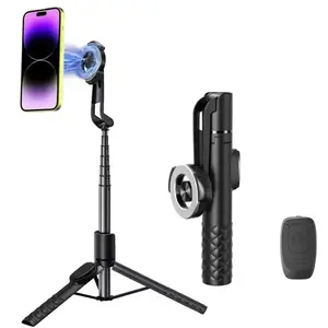 Xcimnw Magnetic Selfie Stick Tripod for iPhone and Android, Equipped with Wireless Remote Control and Expandable Tripod, 360 Degree Adjustable Mobile Phone Tripod Photography Equipment Bluetooth Smartphone Cellphone Camera Stabilizer Vlogging Kit