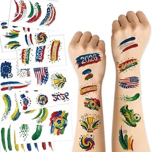 2026 Summer Soccer Match Temporary Tattoos, Football Face Tattoos Stickers, Soccer Team Fan Face Paint Makeup, Waterproof Soccer Themed Tattoo Stickers for Sports Game Party Favors Supplies, 8 Sheets