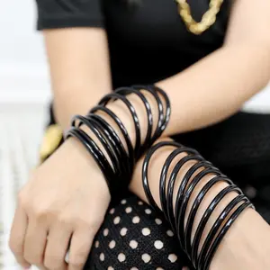 Black Glass Bangles Set 12pcs Handcrafted for Everyday Wear Festivals Weddings Birthdays in 2.4 2.6 2.8 Sizes Perfect for Any Outfit