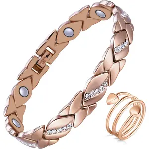 Feraco Copper Magnetic Bracelets for Women,Adjustable 99.9% Solid Copper Bracelets,  Magnetic Jewelry with Sizing tool,Christmas Day Gift summerwins