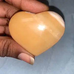 Natural Orange Calcite Crystal Heart Large