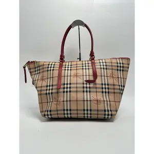 Pre-owned BURBERRY canvas shoulder Nova Check Tote Bag – Beige / Red SH409BR