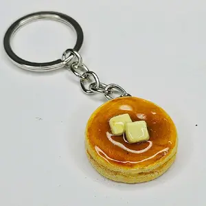 Pancake Keychain with Butter and Syrup - Fun and Unique Design for Your Keys