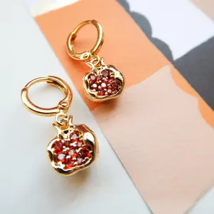 Cracked Hearts Pomegranate Huggies Earrings