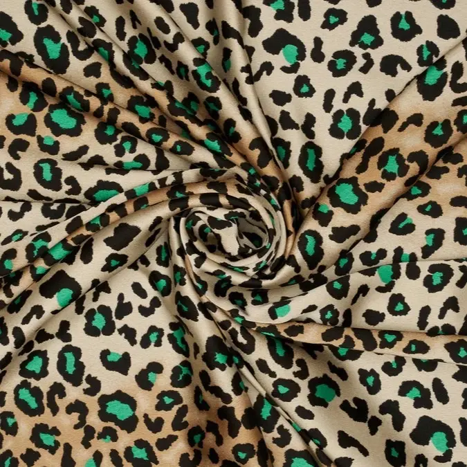 Teal Leopard Print Fabric - Vibrant Green & Black Leopard Pattern for Sewing & Crafting Projects