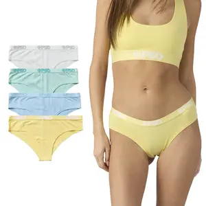PSD Womens Pastel Solid Cheeky Underwear 4 Pack Boxed Gift Set - Flattering Cheeky Brief, Soft and Comfortable Premium Modal Fabric Everyday Basics