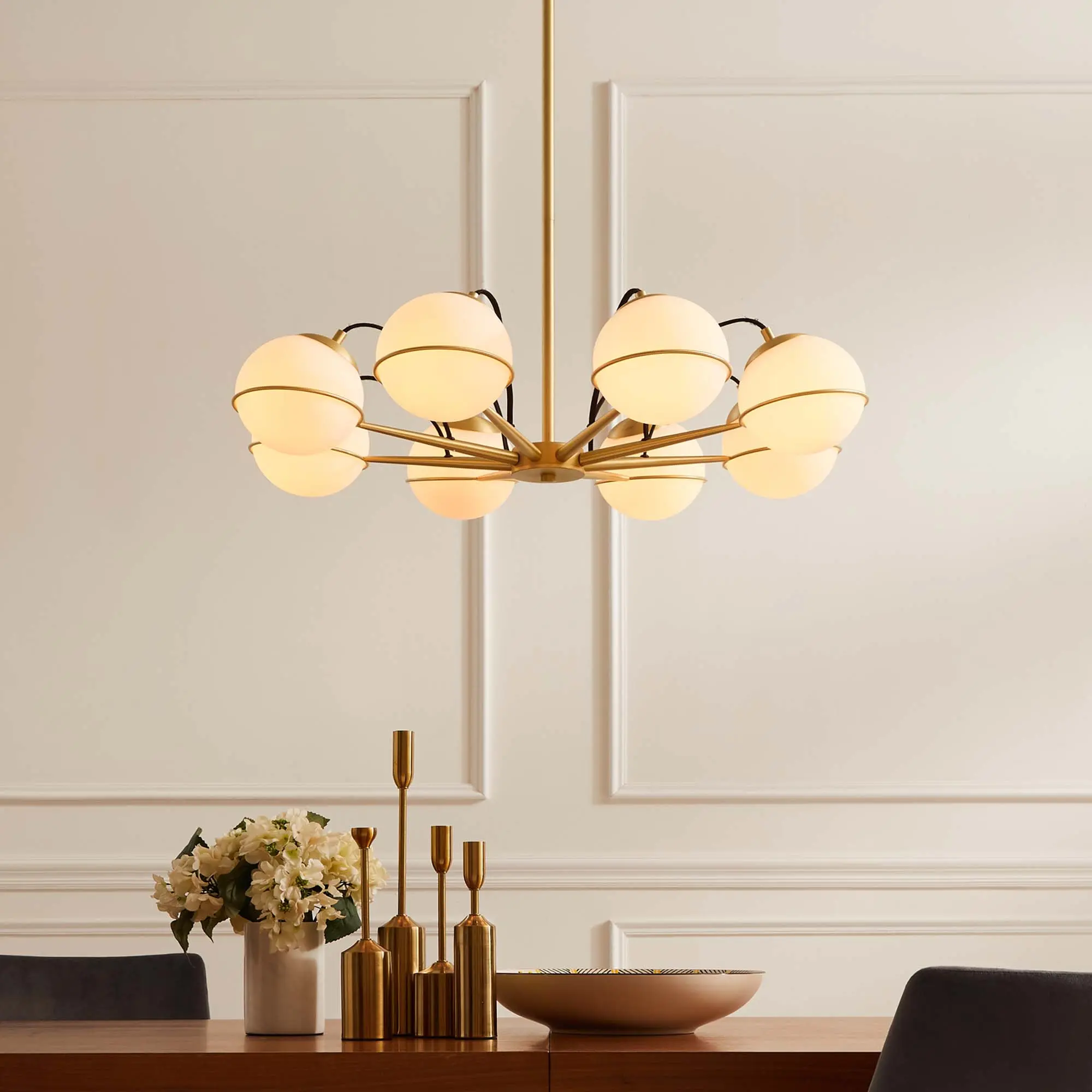 Modway Hanna 8-Light Chandelier in Opal Gold Modway Hanna 8-Light Chandelier in Opal Gold