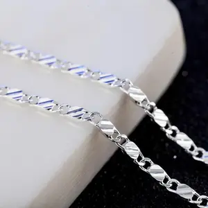 2mm Flat Chain Necklace for Men Wedding Jewelry Christmas Gift 40-75 cm