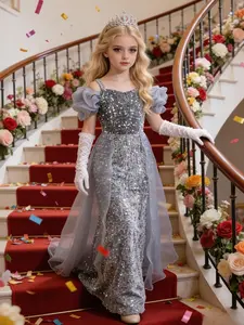 New Princess Dress for Girls, High-End Mermaid Tail Performance Costume, Dress Up Costume, Party Style, Tight-Fitting Woven Fabric, All Seasons, Princess Jasmine Quince Dresses