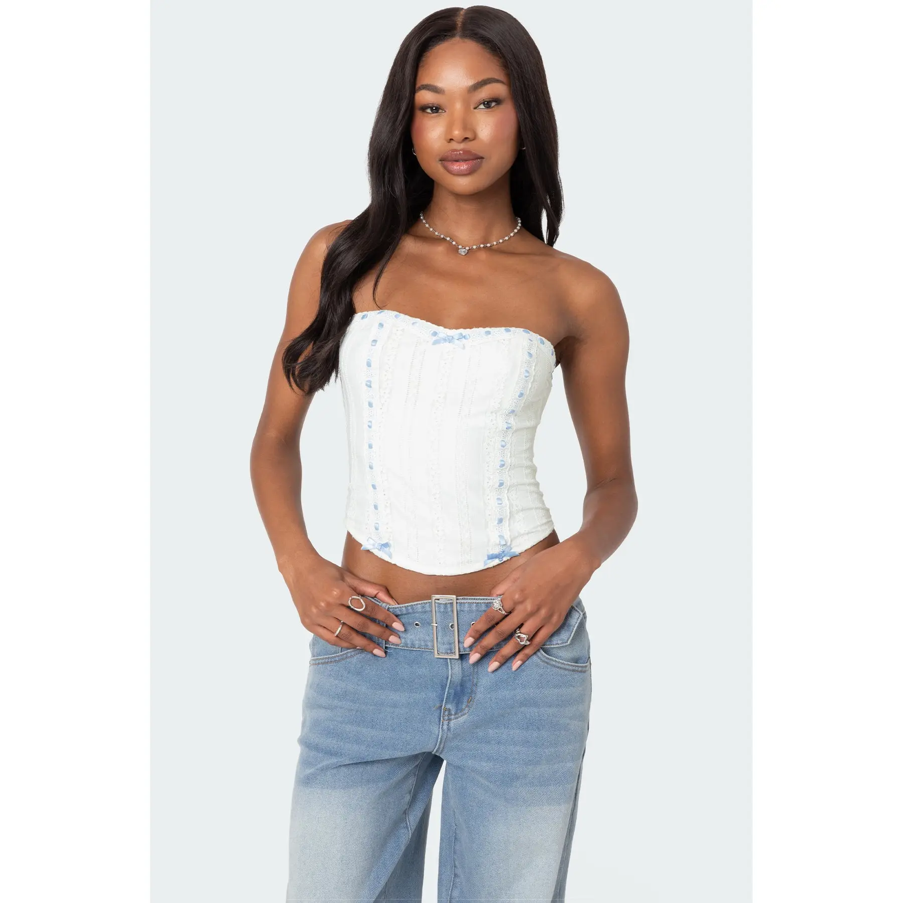 Mist Lacey Ribbon Corset