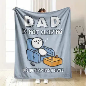 Soft Funny Throw Blanket Father's Day Funny Birthday Gift for Dad Husband, Dad Is Not Sleeping Flannel Blanket, Fathers Day Dads Gifts From Daughter Son, Super Soft Throws Blanket for Couch and Napping