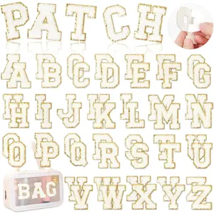 White Letters Self-Patches: 52PCS Self Varsity Iron on Letter Patches Stick on for Clothing