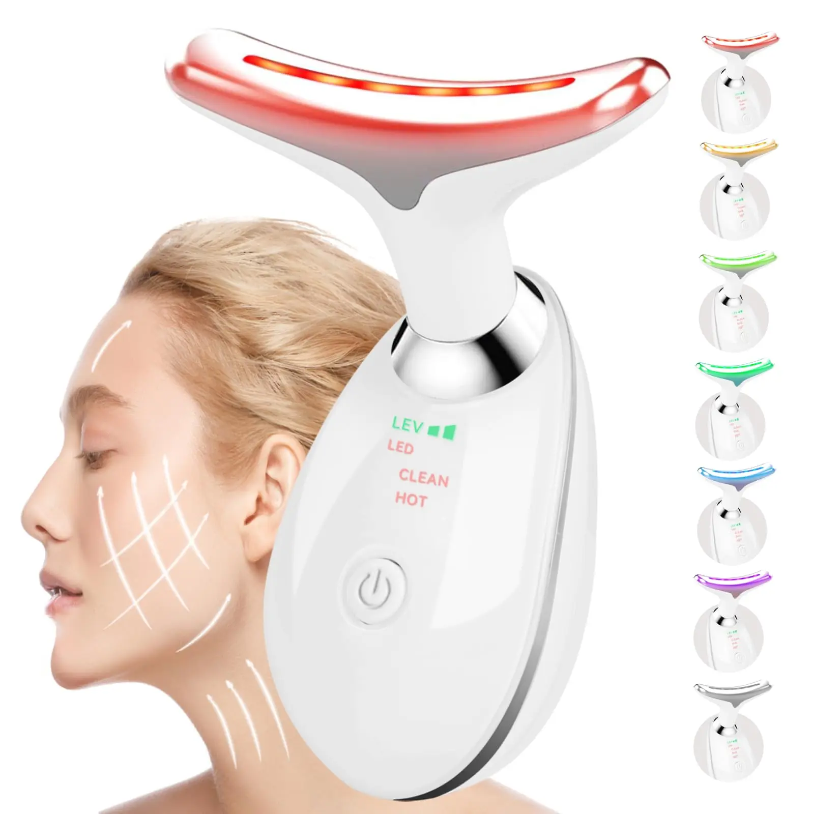 Face Massager Tool for Women, 7 in 1 Face Massager Tool, Red Light Therapy for Face and Neck, Portable Face Lift Device, Neck Massager for Double Chin Reducer