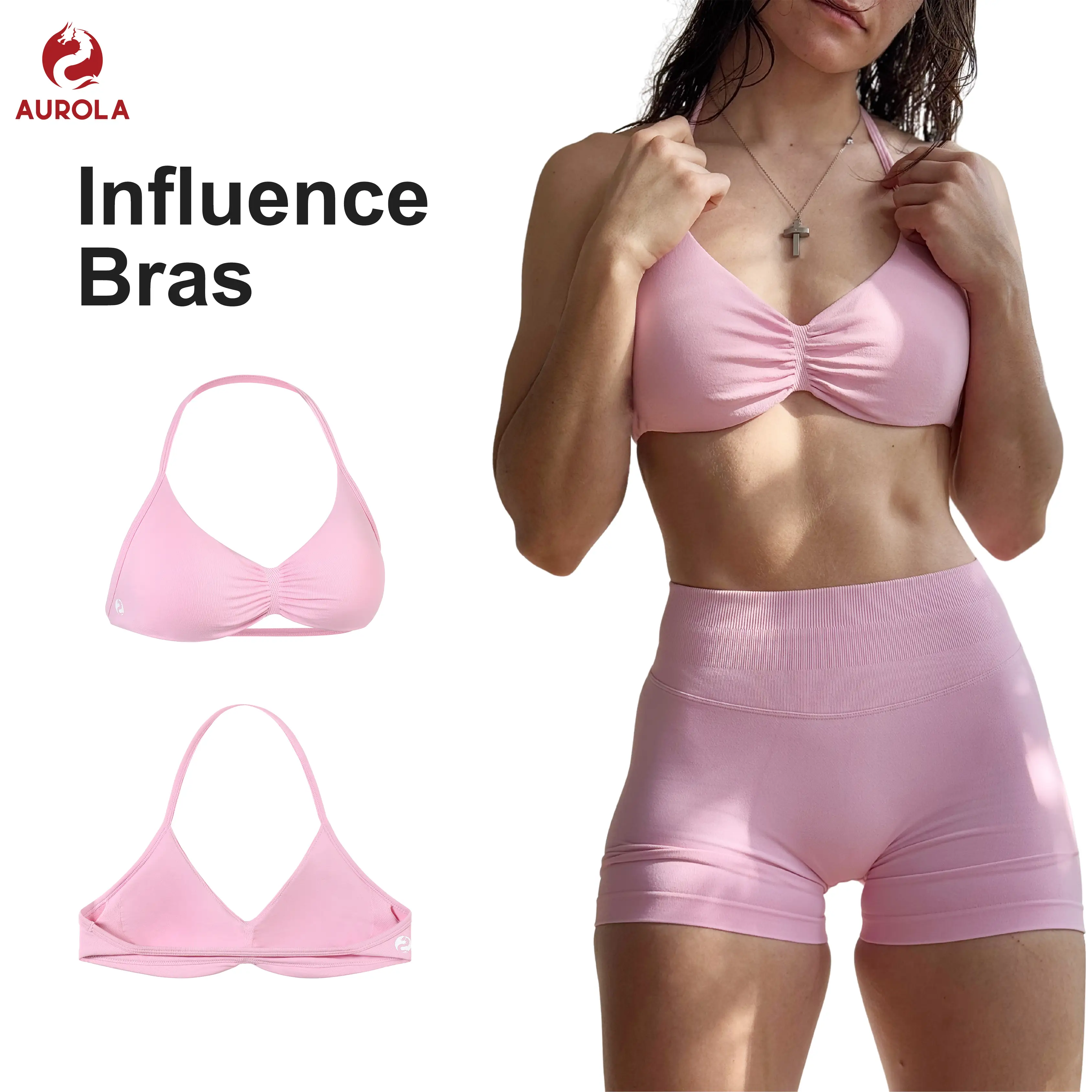 AUROLA Influence Strappy Bra Sports Bras for Women, Backless Padded Impact Strappy Bra for Workout Gym Yoga with Removable Cups