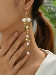 Elegant Flower Earrings with and Leaf Decor, Fashion Earring, Perfect for Daily Wear and Holiday Gifts, Stylish Accessory Set