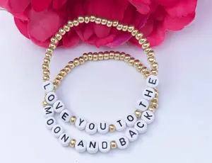 Love you To The Moon And Back Stacked Beaded Bracelets