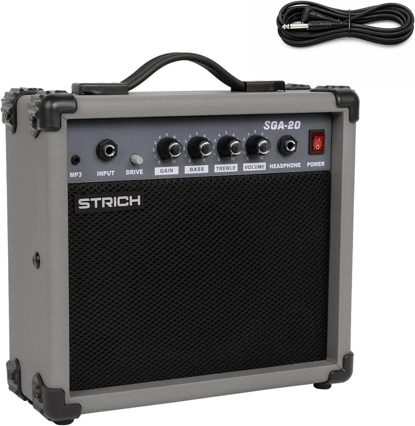 STRICH 20W Portable Electric Guitar Amplifier, Lightweight Practice Amplifier with Clean & Overdrive Dual Channels, Professional Noise Reduction Cable Included (Space Gray)
