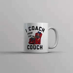 I Coach From The Couch Mug Funny Lazy Sports Fan Joke Cup - 11oz Funny Coffee Mugs Ceramic Printed Drinkware Cup