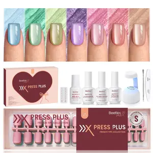Beetles X Press Gel Nails Tips - Fizz Aurora | Seven Colors Spring Cat Eye Press On Nails Short Square | 224Pcs 16 Sizes | All-in-One Fall Nails With Nail Glue,Remover,Builder Top Coat,Nail Lamp
