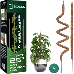 2 Pack 25” Bendable Moss Pole – Monstera & Climbing Plant Support, Indoor Trellis Plant Stakes for Potted Plants