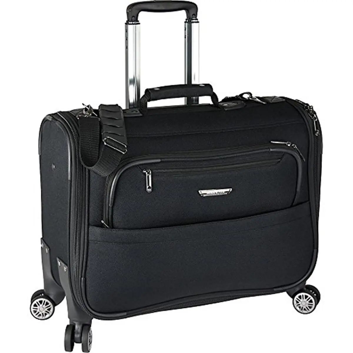 Travelers Choice 21-Inch Spinner Carry-On Polyester Garment Bag, Lightweight 9.2 lbs with 8 Silent Wheels and Interior Hanger Clamp, Push-Button Handle, Adjustable Rolling Carry-On Luggage, Aluminum Handle Carry-On Luggage
