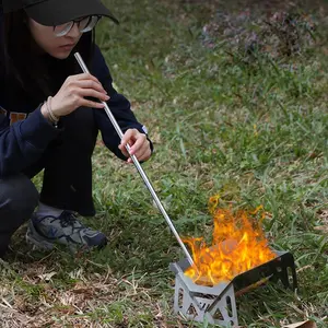 5 Sections Stainless Steel Fire Blower Tube, Camping Fire Starter, Outdoor BBQ Fire Starting Rod, Extensible Suction Straw