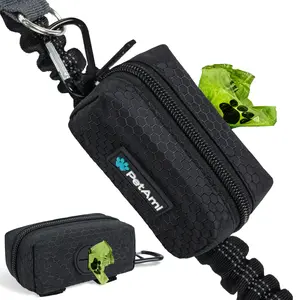 PetAmi Dog Poop Bag Holder for Leash, Dog Treat Pouch Leash, Pet Waste Bag Dispenser with Clip, Doggy Puppy Walking Accessories Supplies with 1 Dog Bag Roll