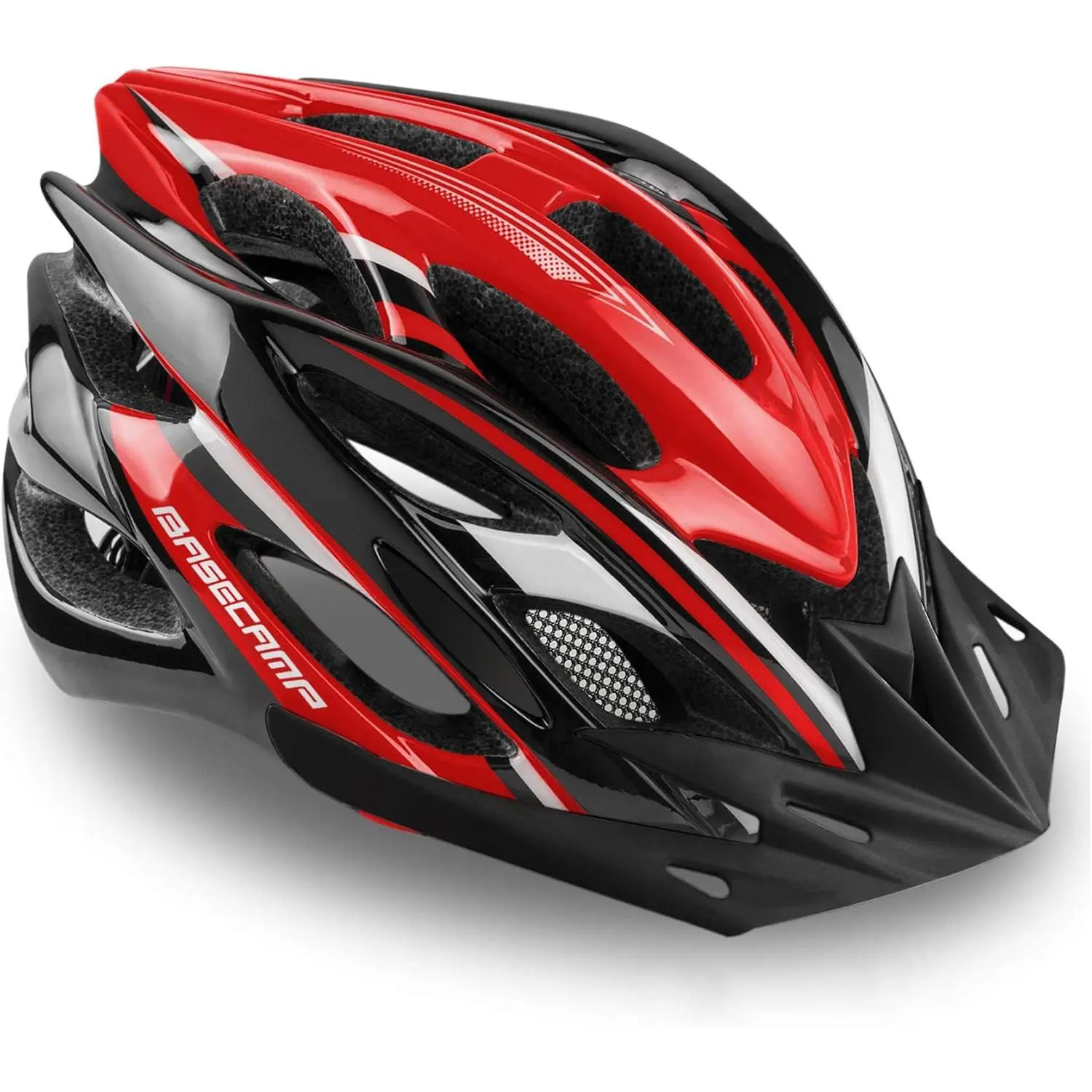 Basecamp Bicycle Helmet for Men and Women, Adjustable 270g Lightweight Design, LED Safety Light, Removable Sun Visor, Breathable, 57cm-62cm Fit for Mountain Biking & Road Cycling