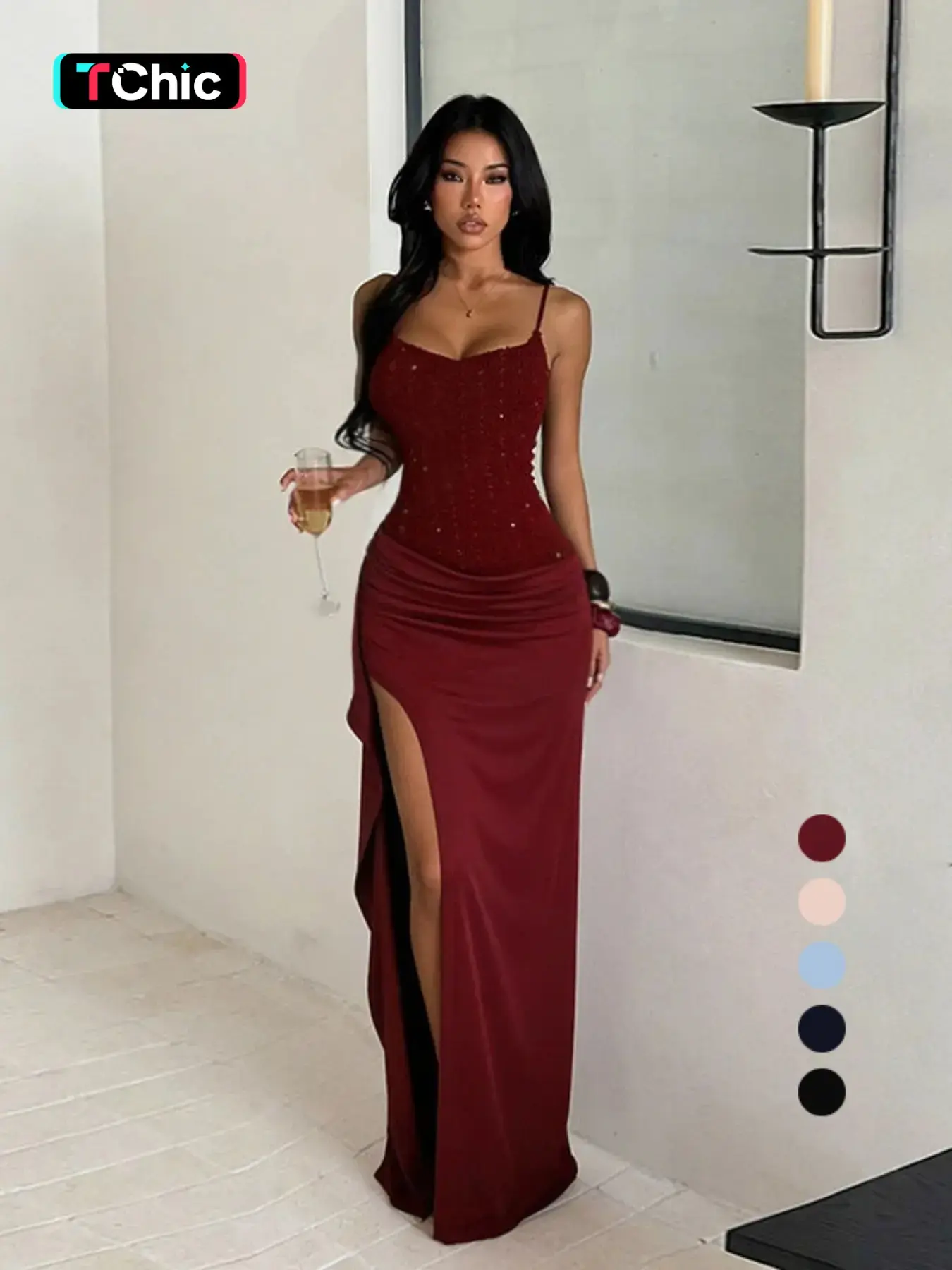 Women's Sleeveless Textured Split Club Party Dress, Cocktail Party Dress, Formal Wear, Elegant Evening Dress, Womenswear, Elegant Casual Summer, Perfect for Daily Wear & Special Occasions, Dresses For Party