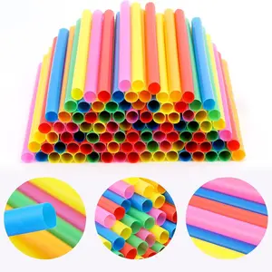 Colorful Plastic Drinking Straws 0.24 Inch Diameter for DIY, Reusable Long Coffee and Cocktail Straws, Perfect for Parties