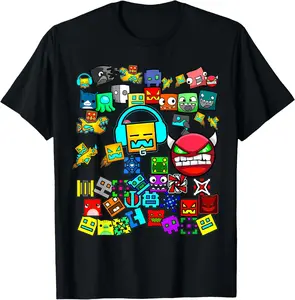 100%cotton Video Gamer Lover Dash Video Game Geometry T-Shirt