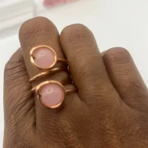 Rose quartz adjustable ring