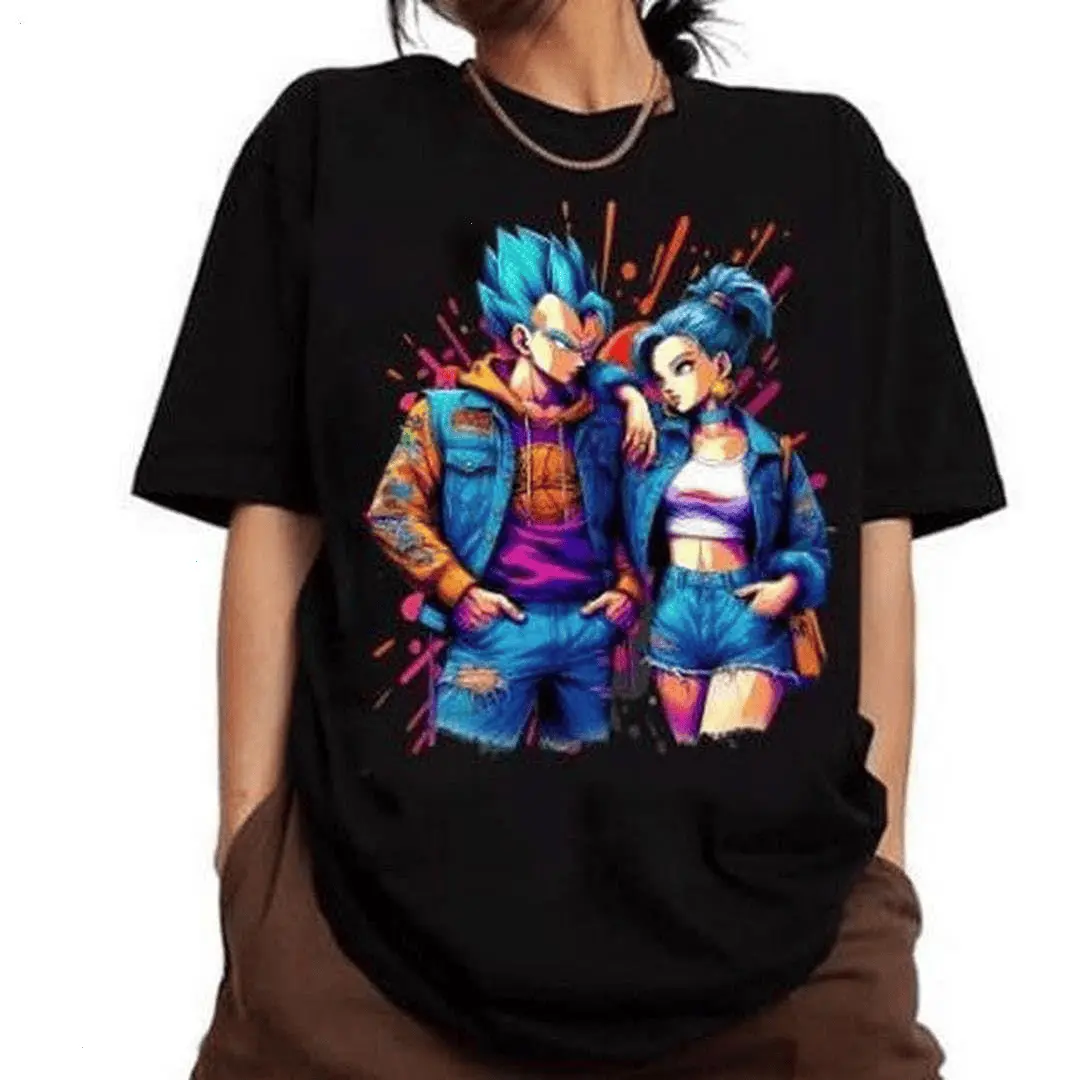 Vegetaa and Bulmaa Couple T-Shirt, Animee T-Shirt Cotton Polyester Womenswear Clothing