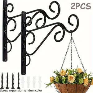 Outdoor Wall-Mounted Plant Stands Set, Wall Plant Holder, Rustic Style Iron Hooks, for Hanging Pots Bird Feeder Lights, Includes Screws, Hanging Plant Hanger