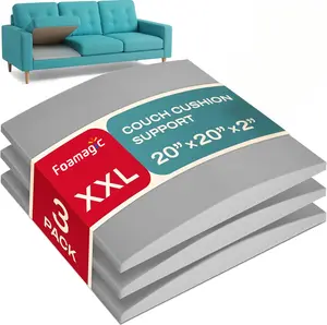 Foamagic 40D High Density Memory Sponge Sofa Cushion Support - 20x20x2 inch Gray Lifters for Sagging Couches, All Seasons, 1/2/3 Pack