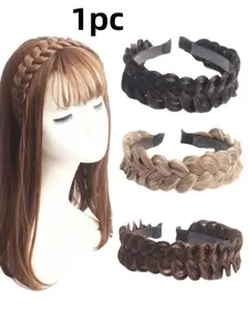 1 piece women's elegant Fried Dough Twists braid wig headband, lifelike hair braid design with anti-skid grip, fashionable hair accessories with combs for daily use Braided Headband Headbands Women